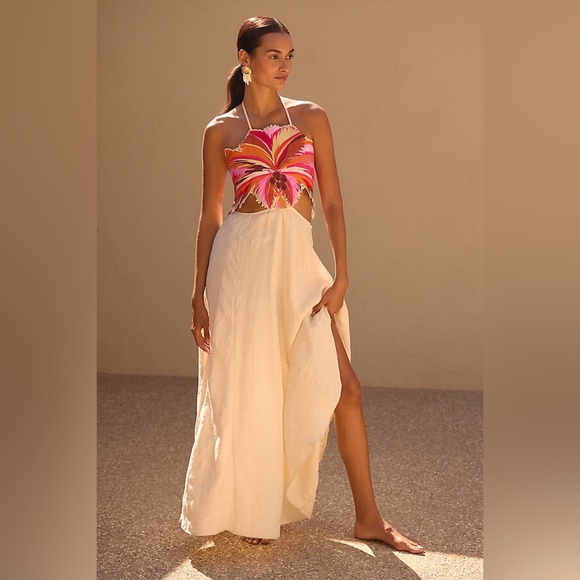 Anthropologie Maaji Boho Sunrise Owen Midi Dress Size L - Picture 1 of 2